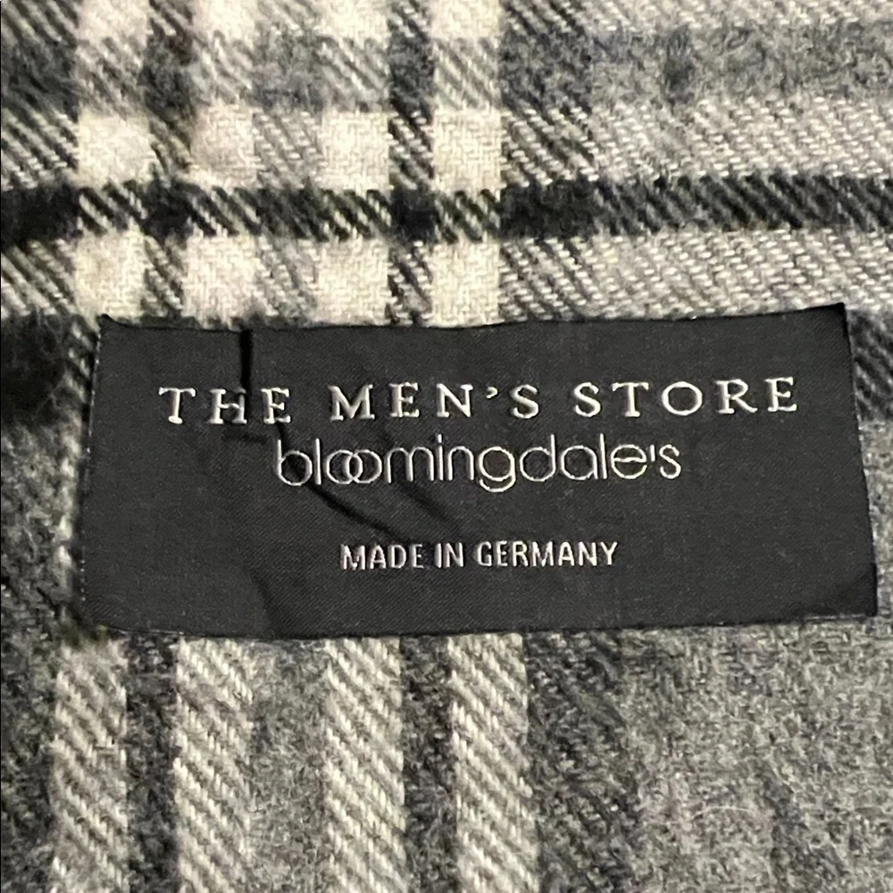 The Men's Store Bloomingdale’s Charcoal Red Checkered Scarf Made in Germany EUC